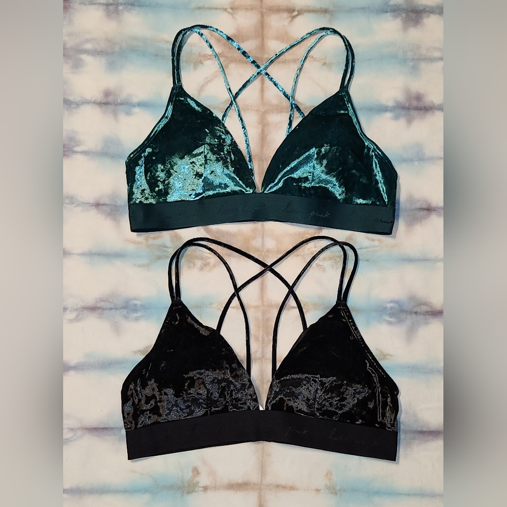 VS PINK Velvet Triangle Bralette Bundle